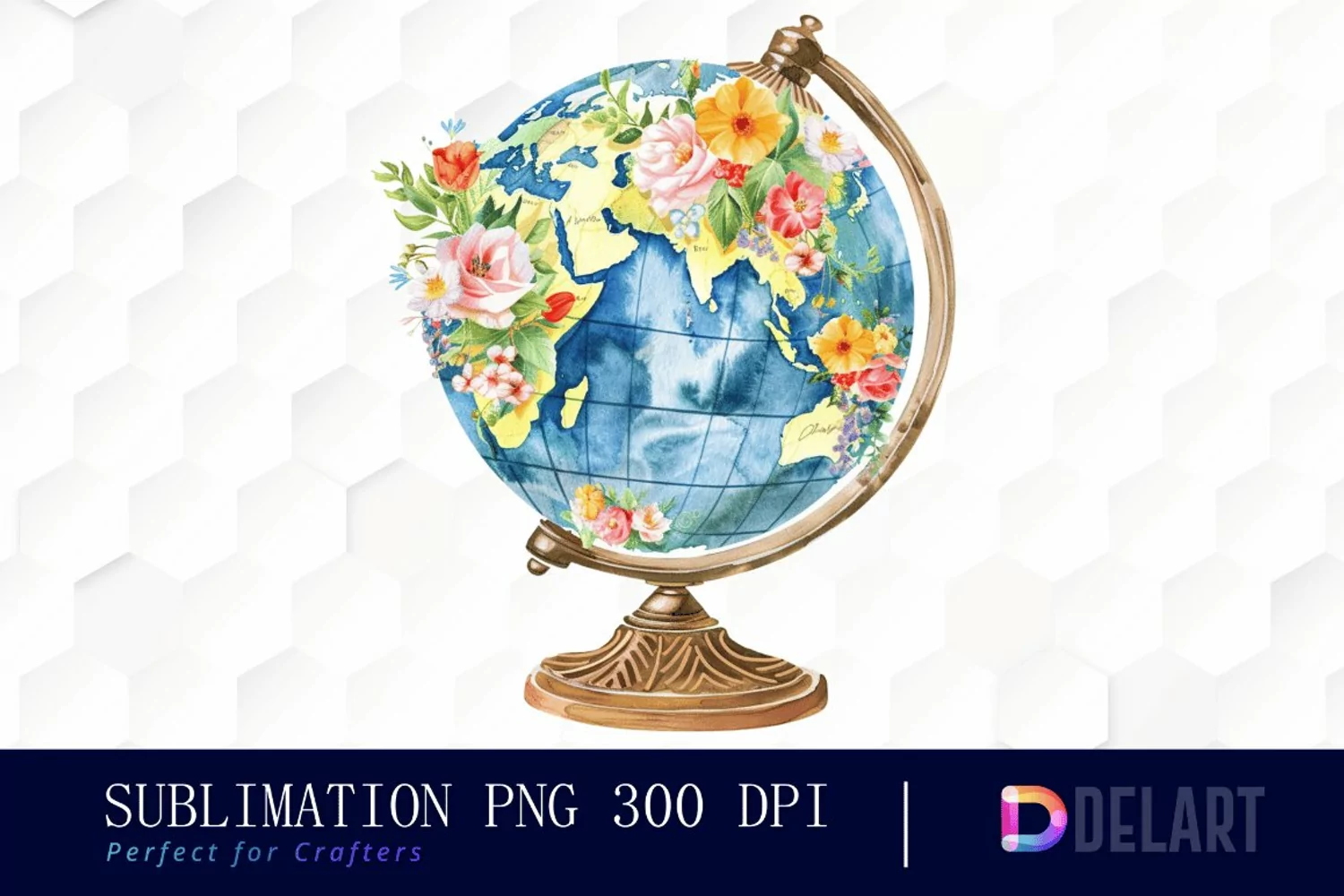 Floral Globe Watercolor Clipart product image 1