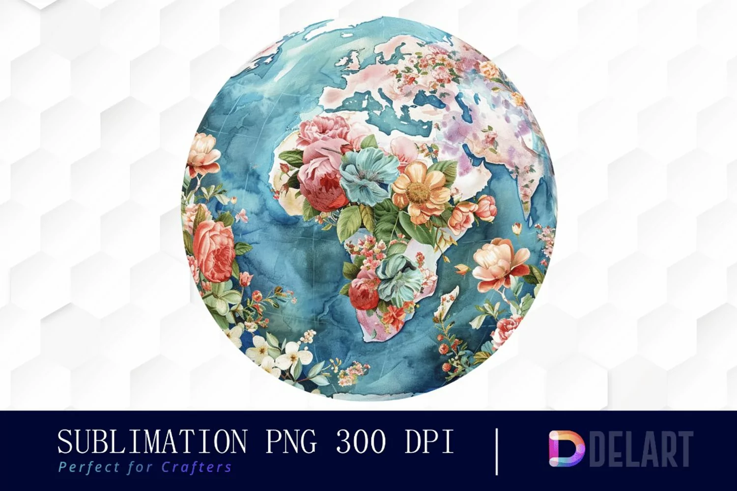 Floral Globe Watercolor Clipart product image 1
