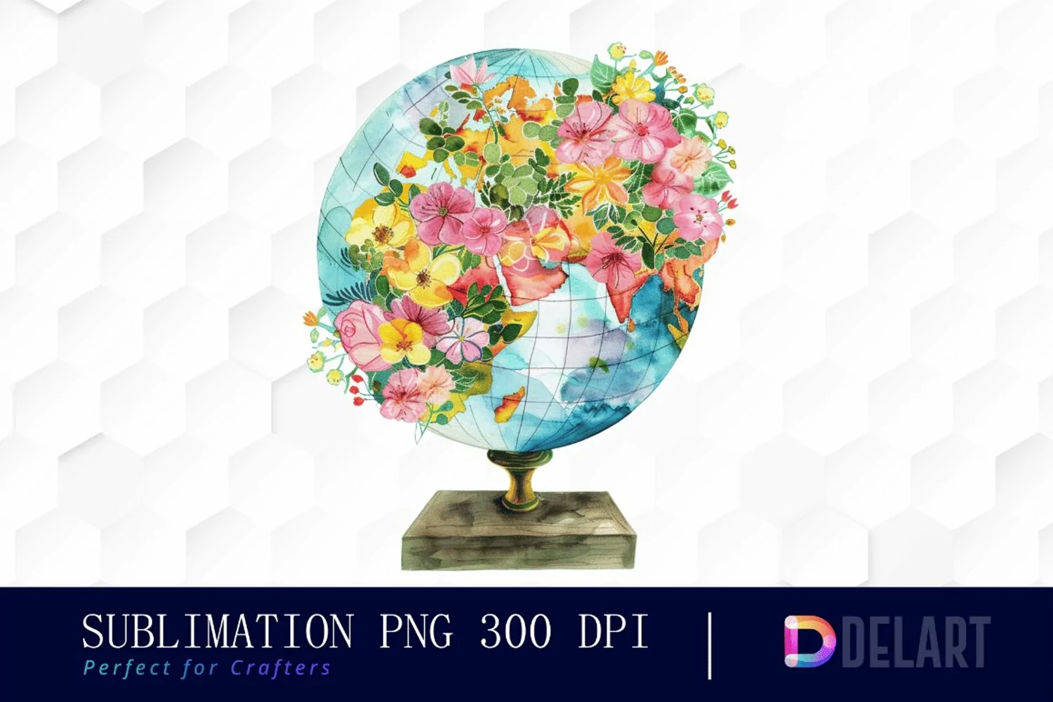 Floral Globe Watercolor Clipart product image 1