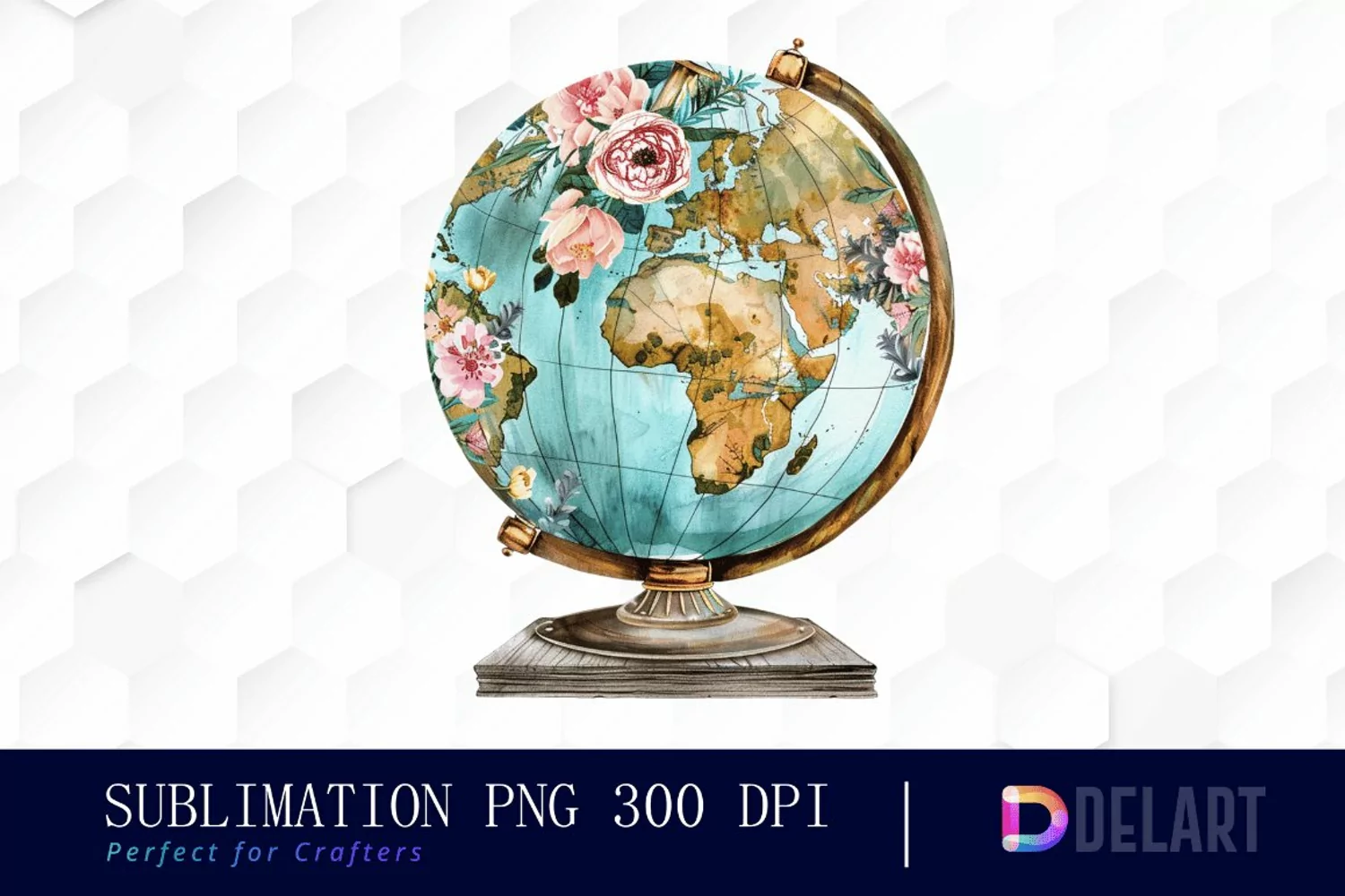 Floral Globe Watercolor Clipart product image 1