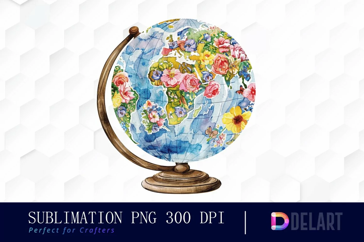 Floral Globe Watercolor Clipart product image 1