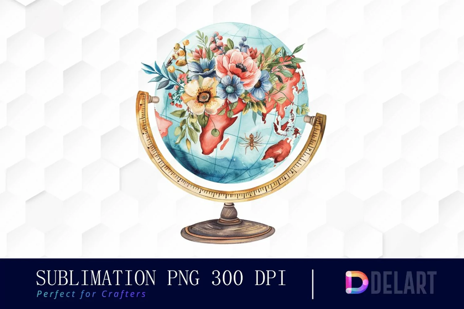 Floral Globe Watercolor Clipart product image 1