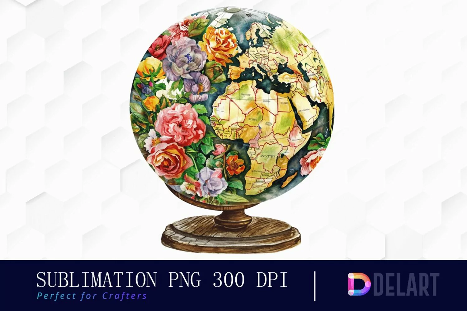 Floral Globe Watercolor Clipart product image 1