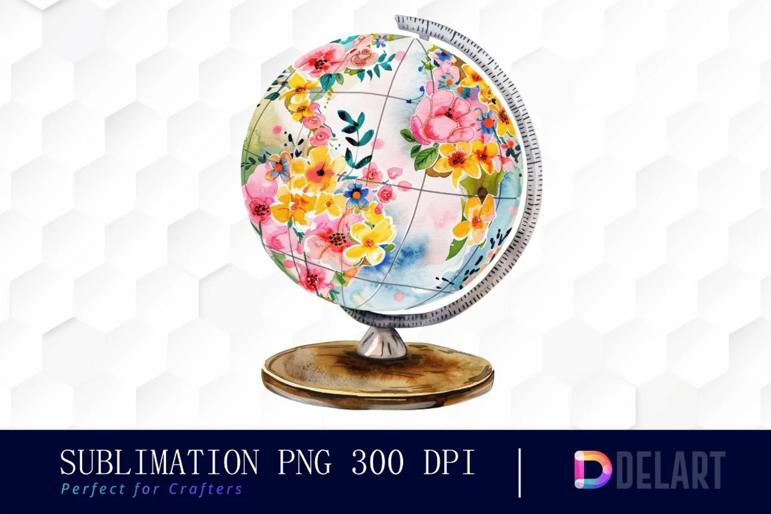 Floral Globe Watercolor Clipart product image 1