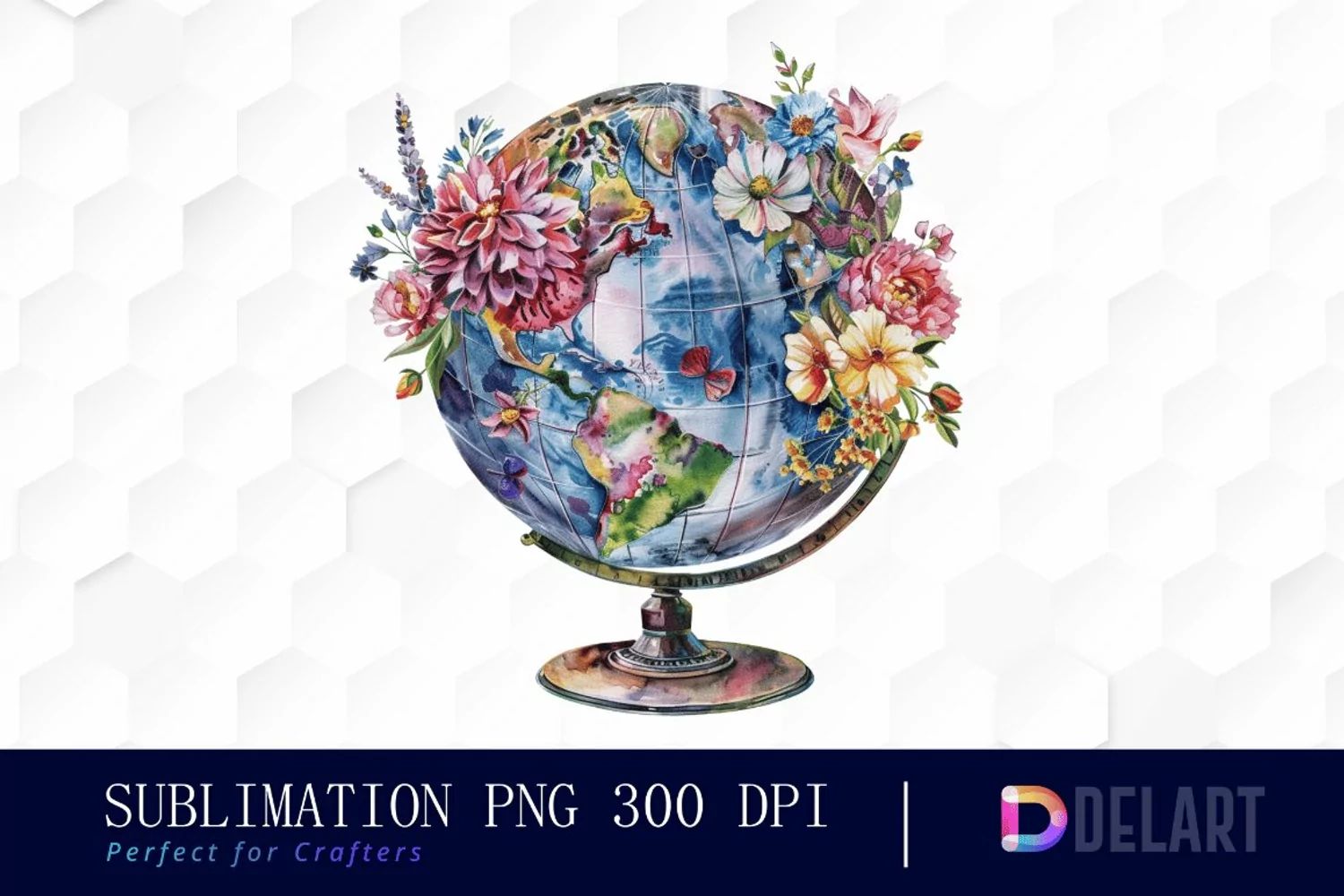 Floral Globe Watercolor Clipart product image 1