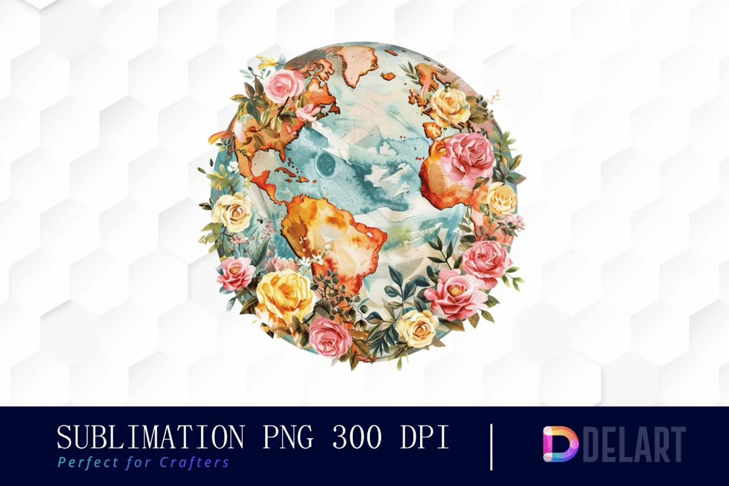Floral Globe Watercolor Clipart product image 1