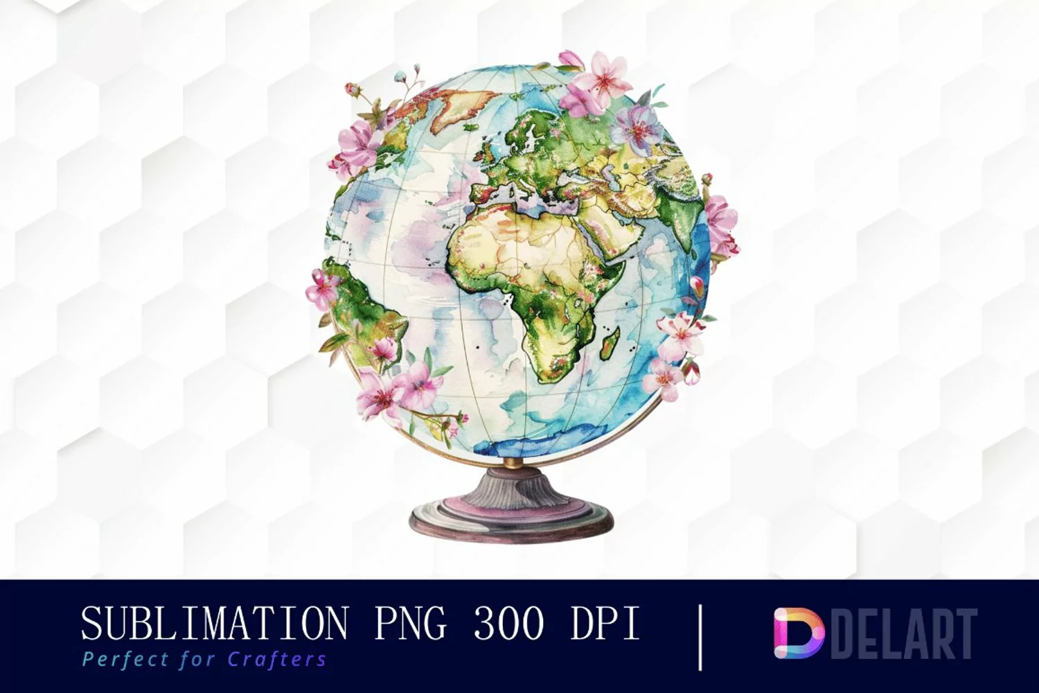 Floral Globe Watercolor Clipart product image 1
