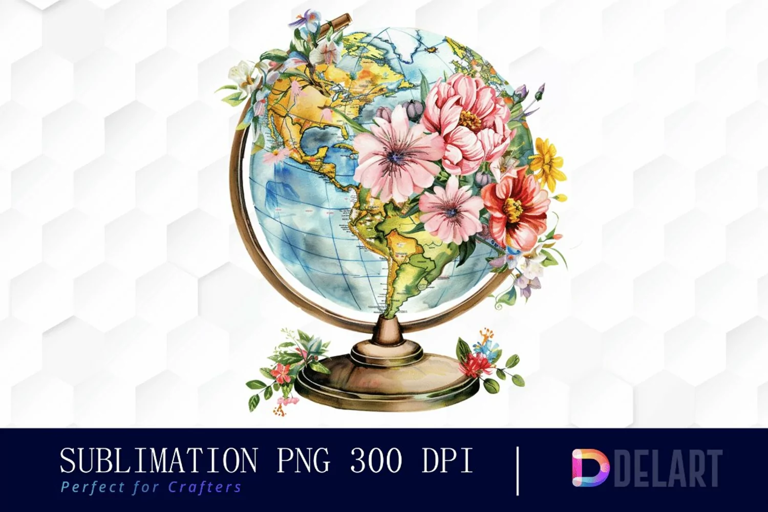 Floral Globe Watercolor Clipart product image 1