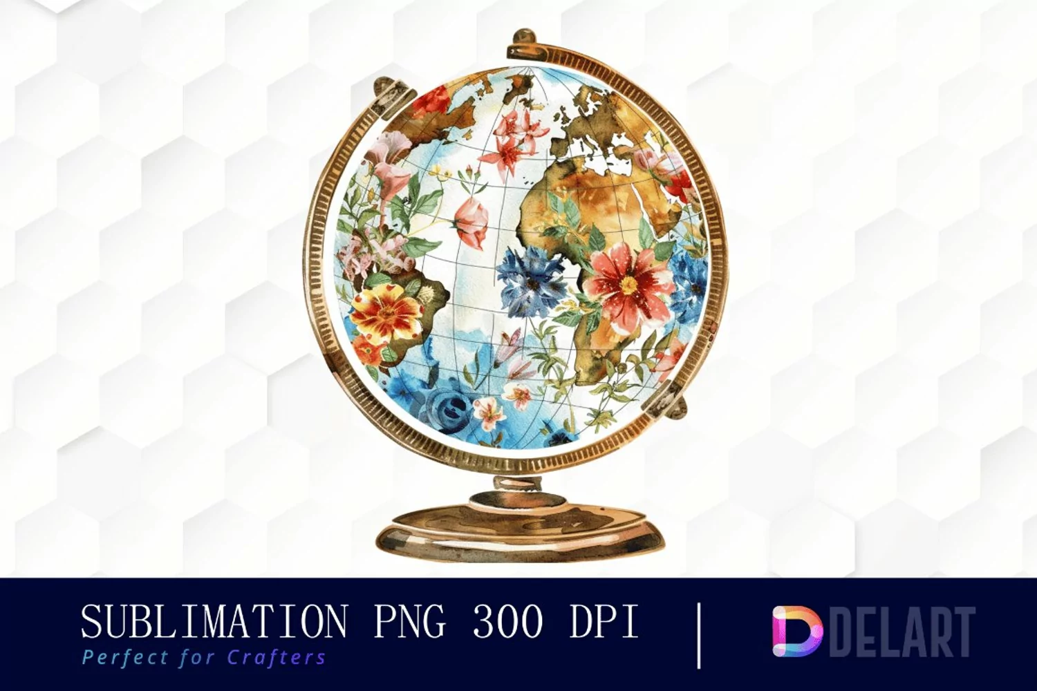 Floral Globe Watercolor Clipart product image 1