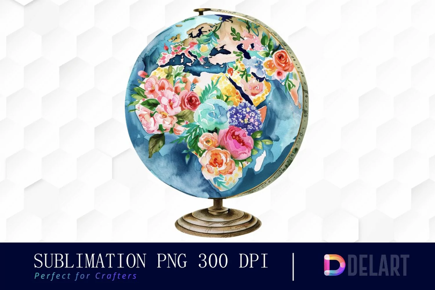 Floral Globe Watercolor Clipart product image 1