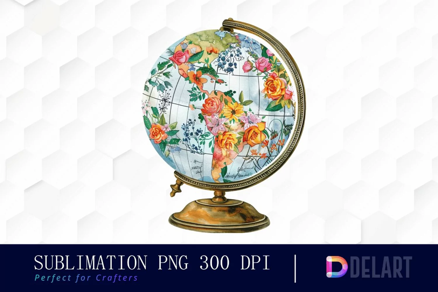 Floral Globe Watercolor Clipart product image 1