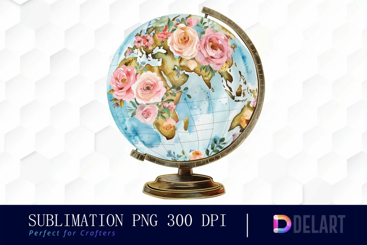Floral Globe Watercolor Clipart product image 1