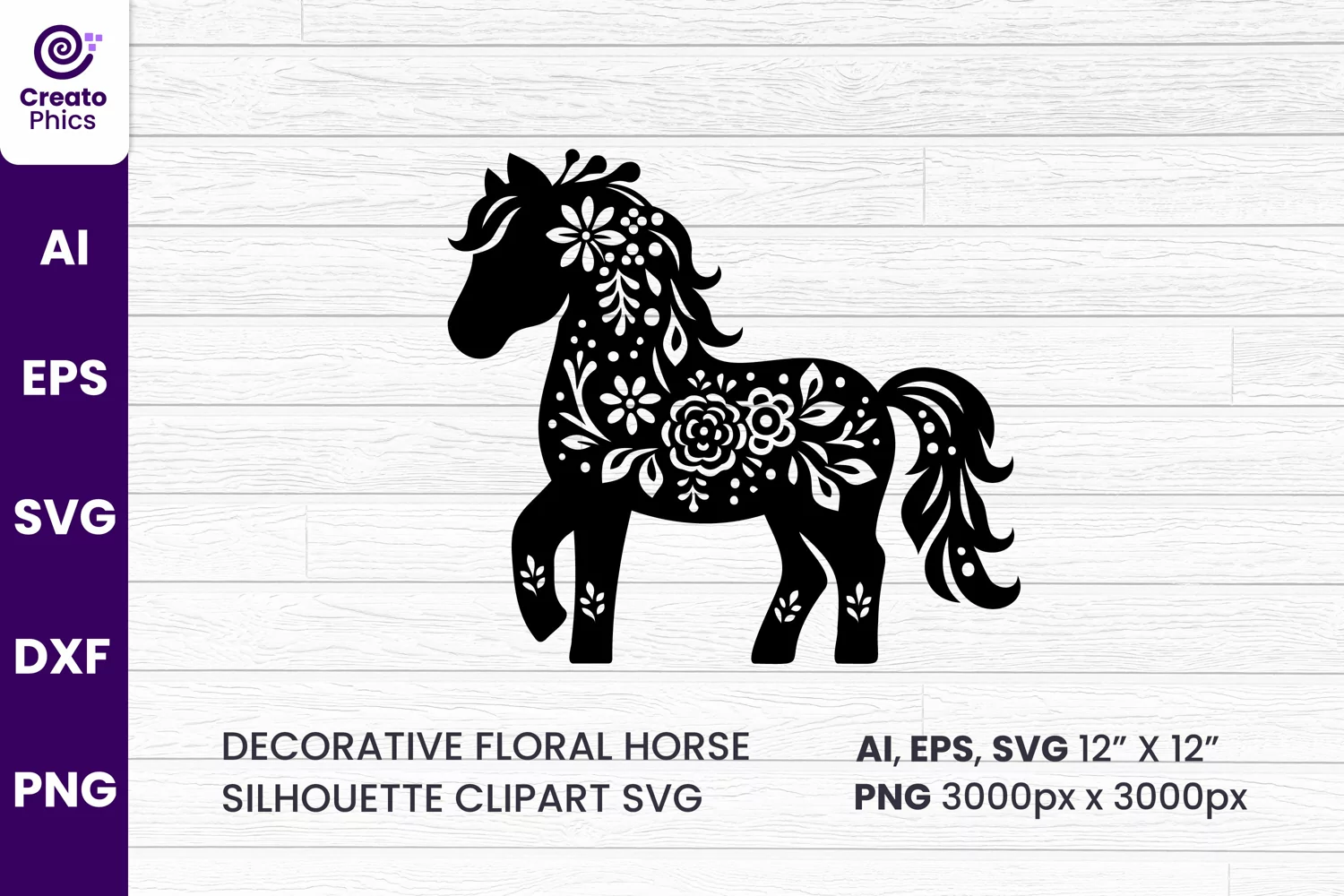 silhouette svg, floral element, element, floral horse, decorative horse, horse, sublimation,