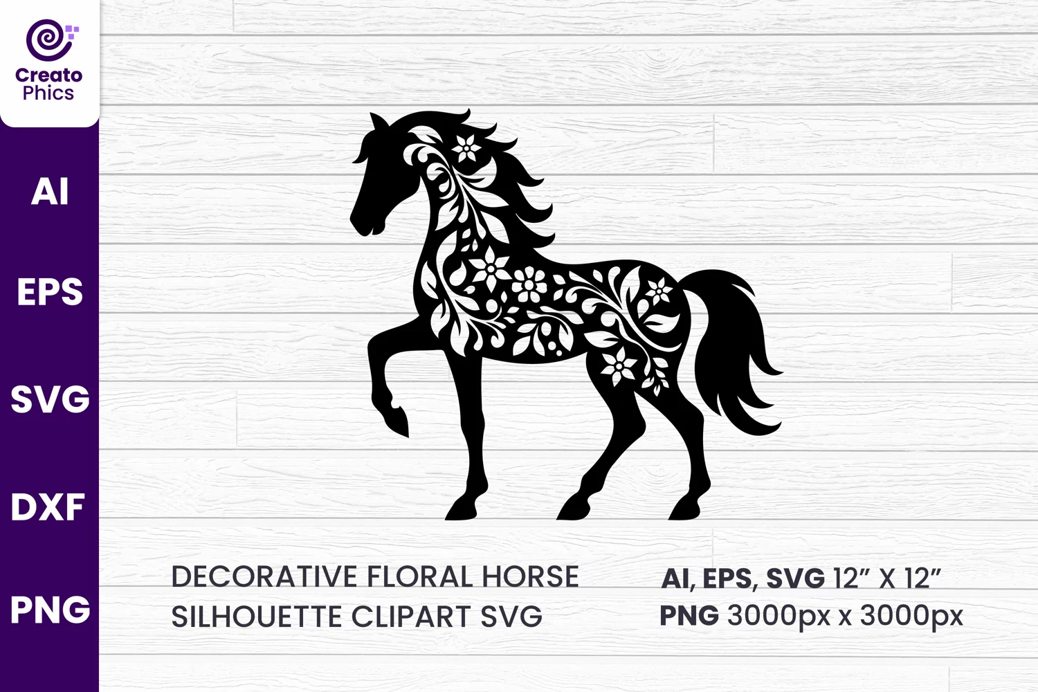 silhouette svg, floral element, element, floral horse, decorative horse, horse, sublimation,