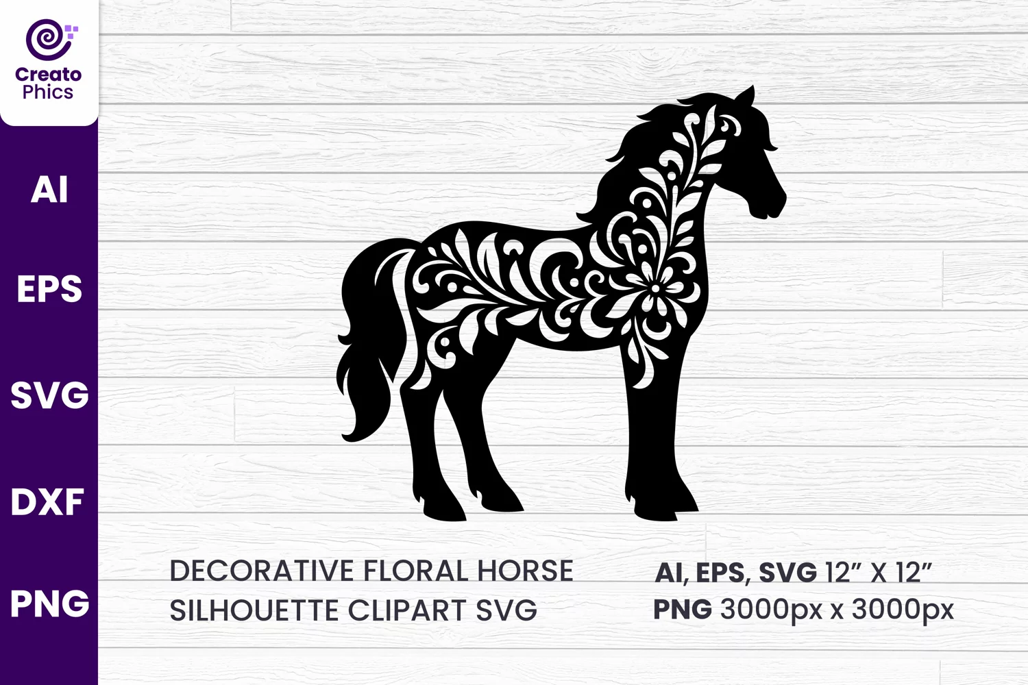 silhouette svg, floral element, element, floral horse, decorative horse, horse, sublimation,