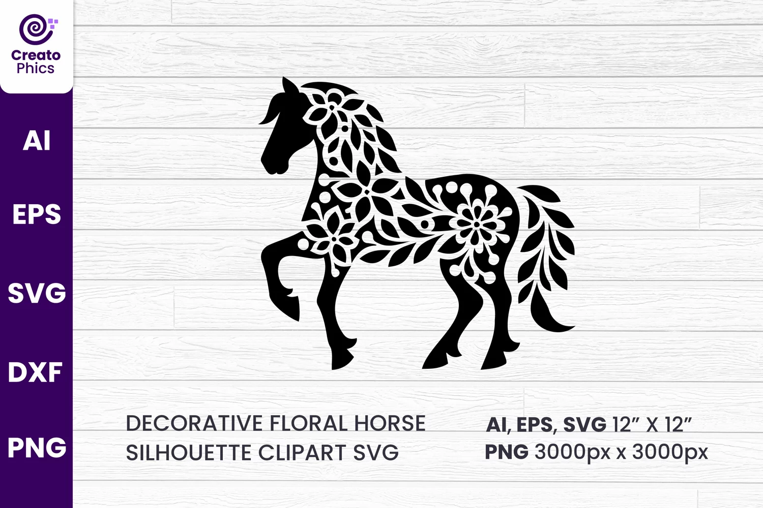 silhouette svg, floral element, element, floral horse, decorative horse, horse, sublimation,