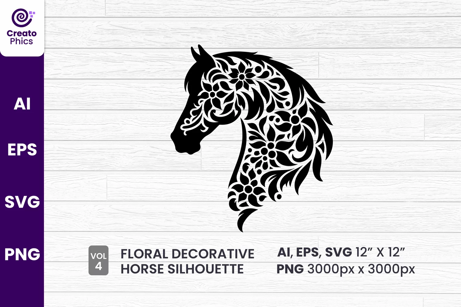 silhouette svg, floral element, element, floral horse, decorative horse, horse, sublimation,