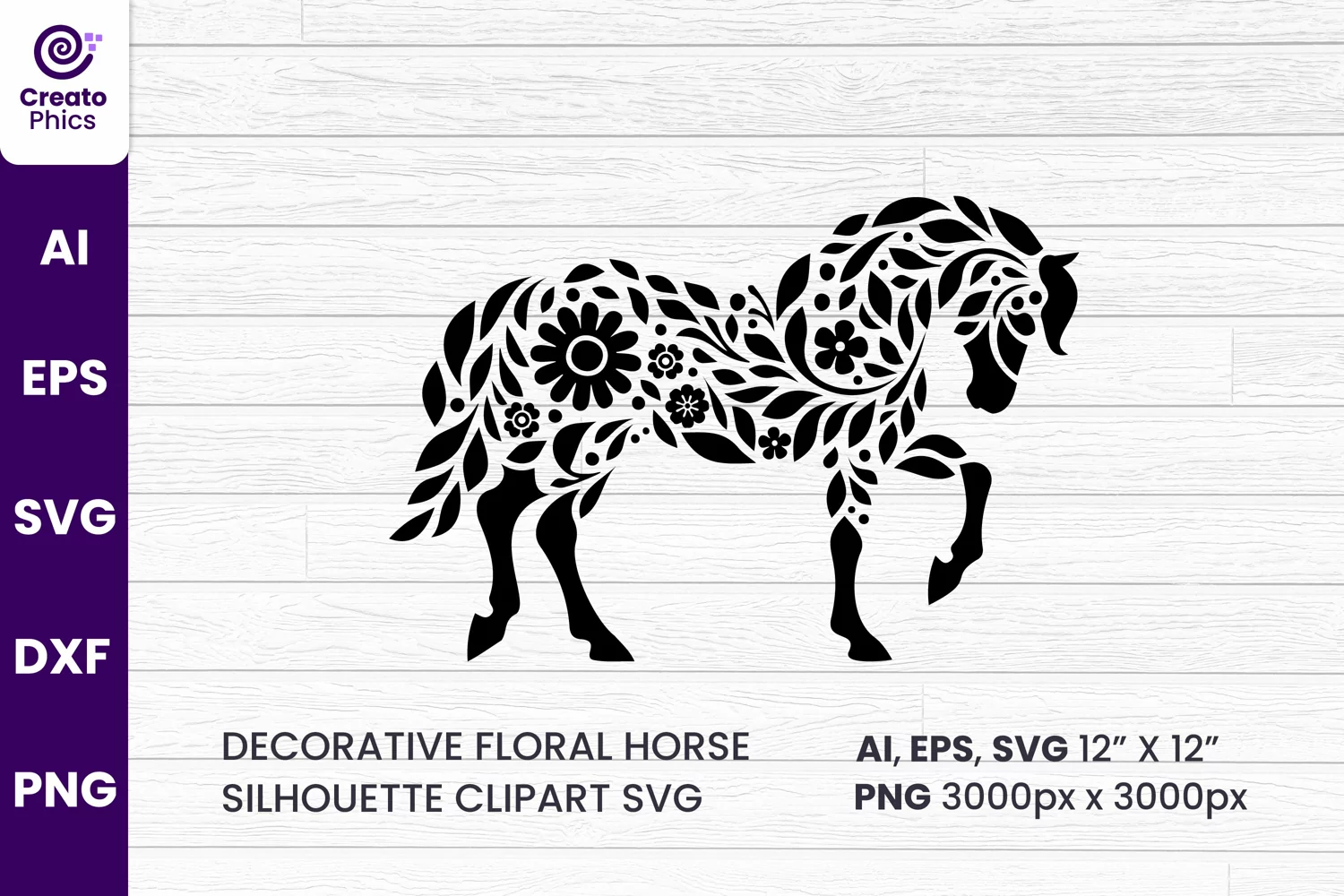 silhouette svg, floral element, element, floral horse, decorative horse, horse, sublimation,
