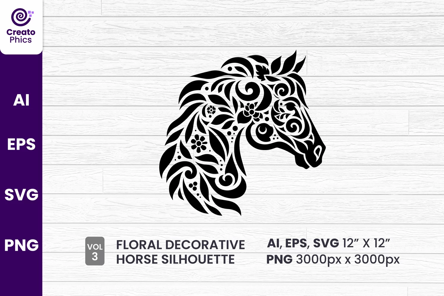 silhouette svg, floral element, element, floral horse, decorative horse, horse, sublimation,