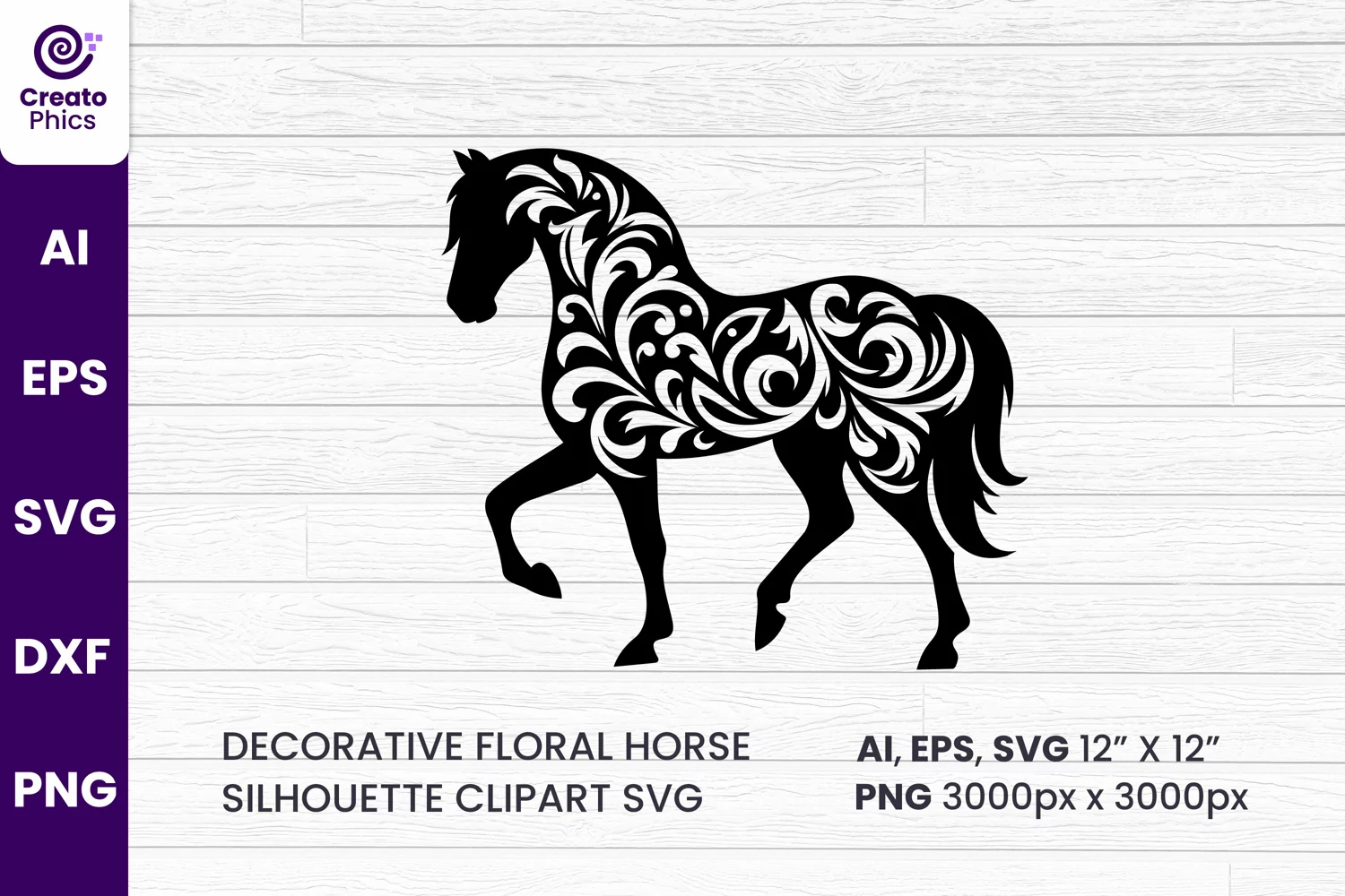 silhouette svg, floral element, element, floral horse, decorative horse, horse, sublimation,