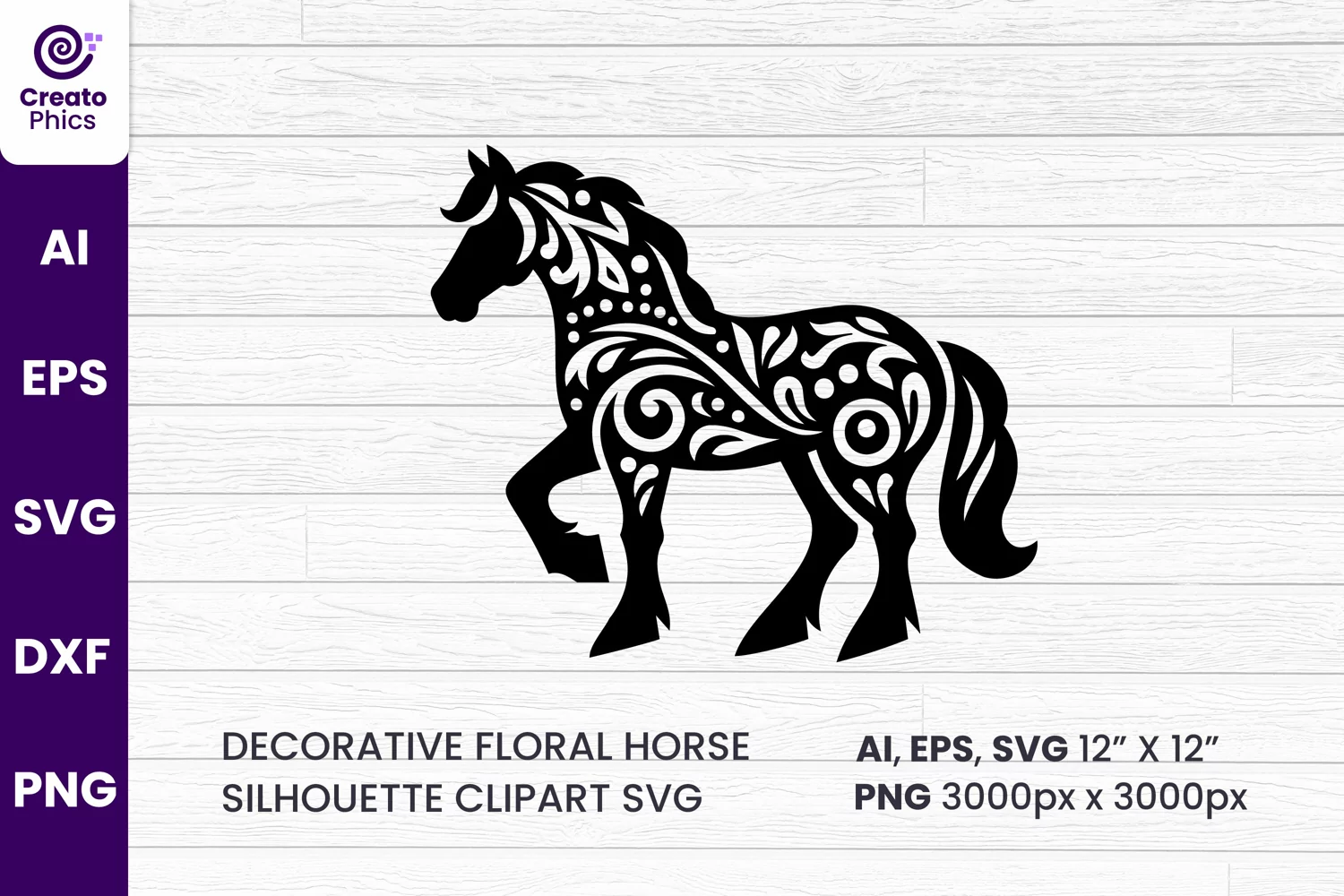 silhouette svg, floral element, element, floral horse, decorative horse, horse, sublimation,