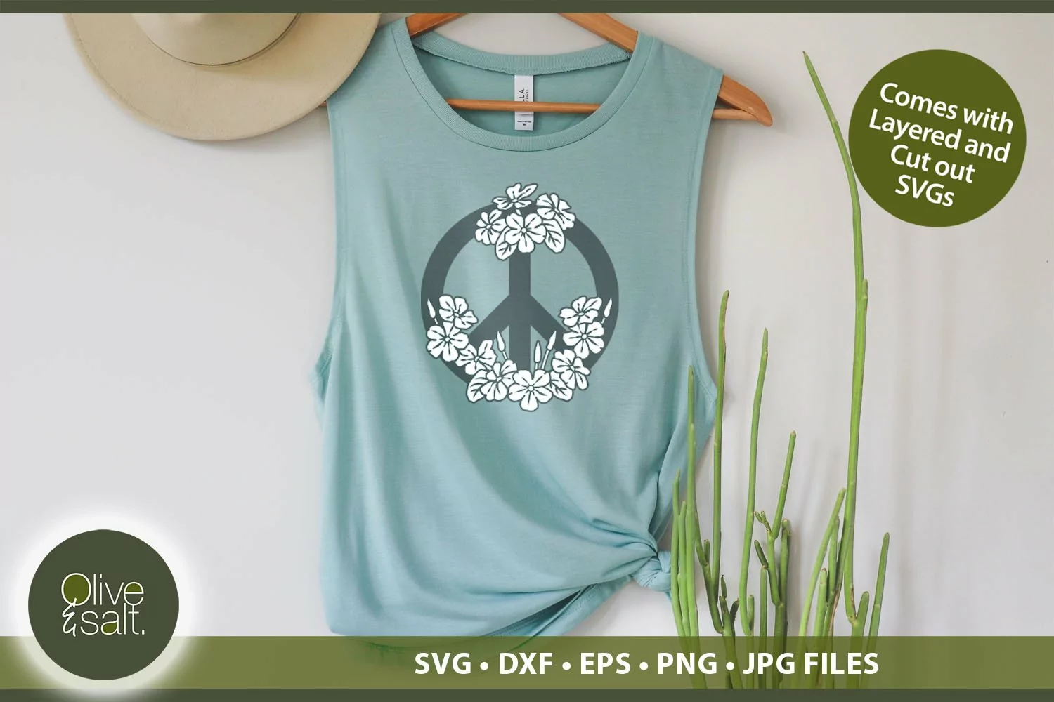 Floral Peace Sign SVG| Boho Cut File| Hippie Peace Symbol product image 1