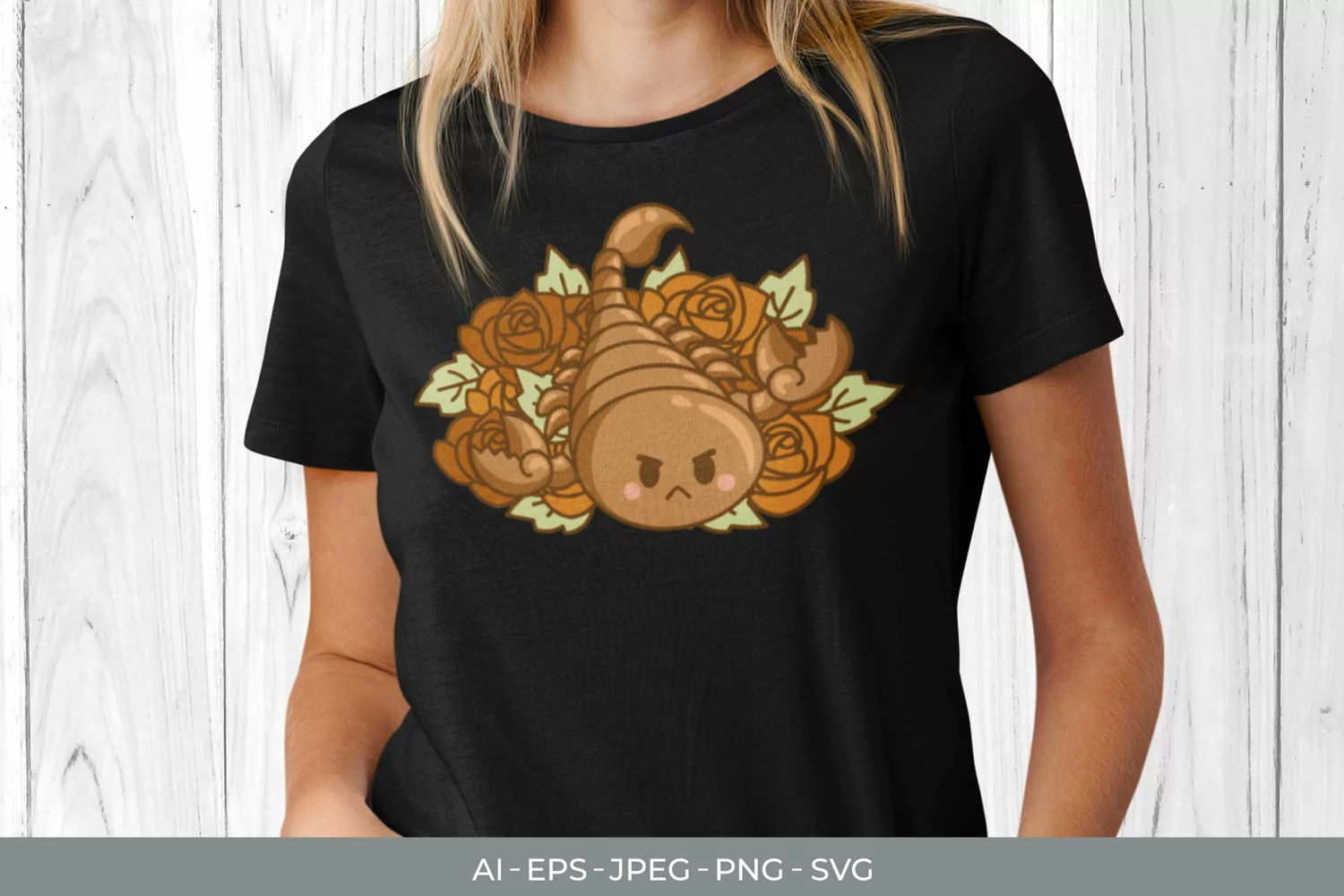 Cute Floral Scorpion Tattoo SVG product image 1