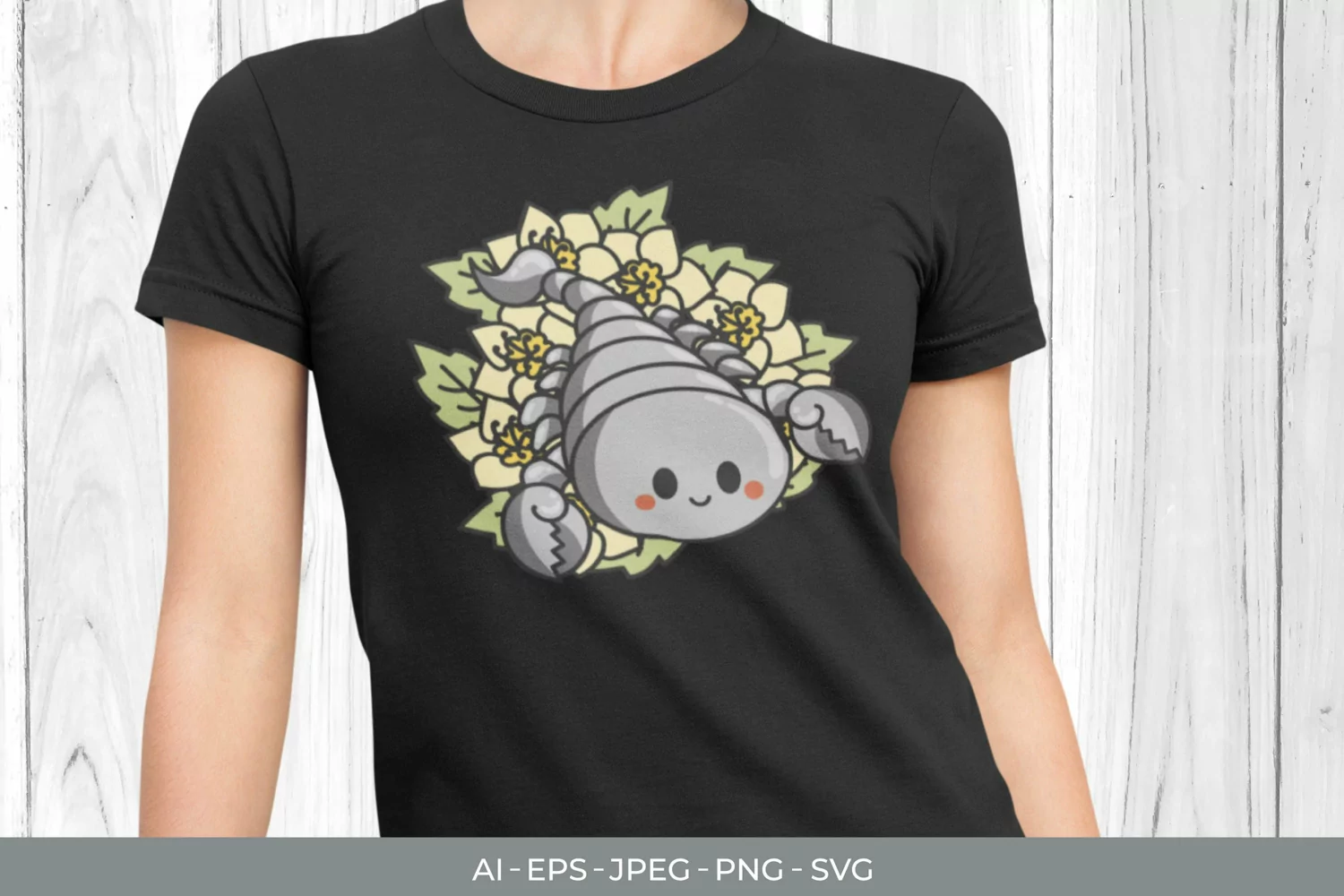 Cute Floral Scorpion Tattoo SVG product image 1