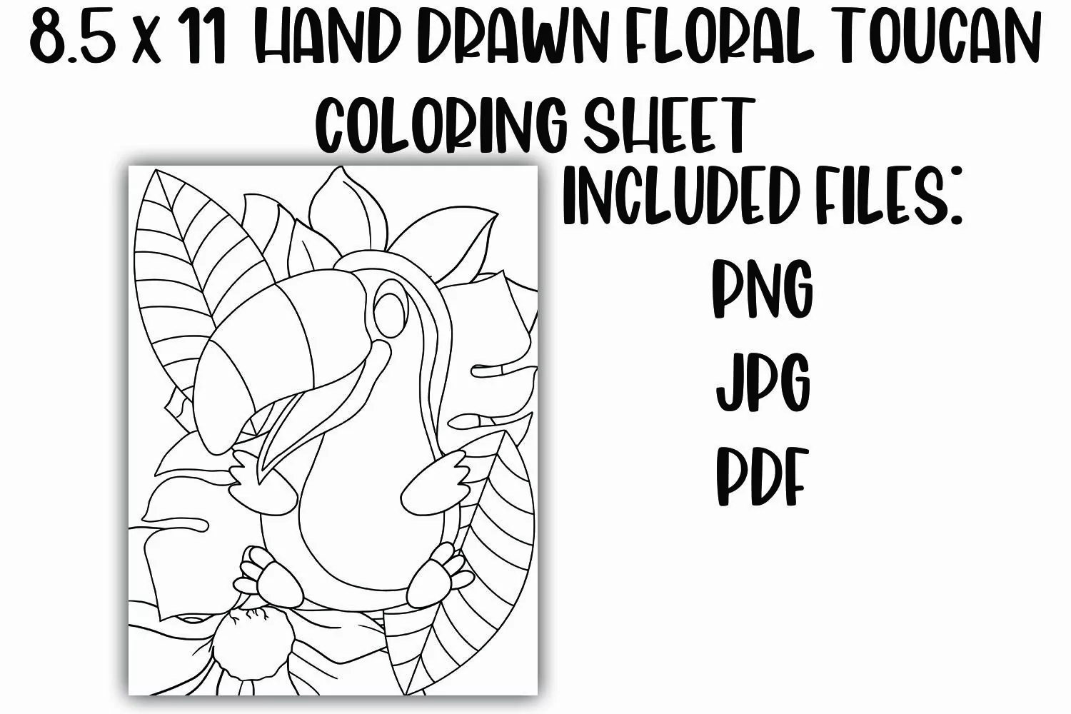 Floral Toucan Kids Coloring Sheet product image 1