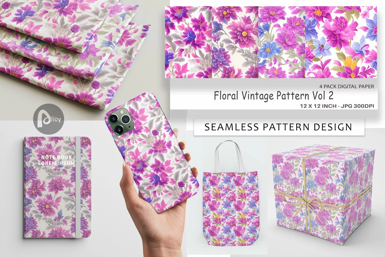 Digital Paper Floral Vintage Pattern product image 1