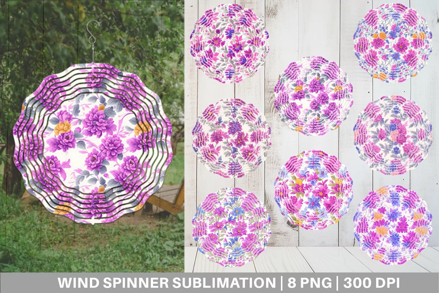 Floral Vintage Pattern Wind Spinner | Sublimation Spinner De product image 1