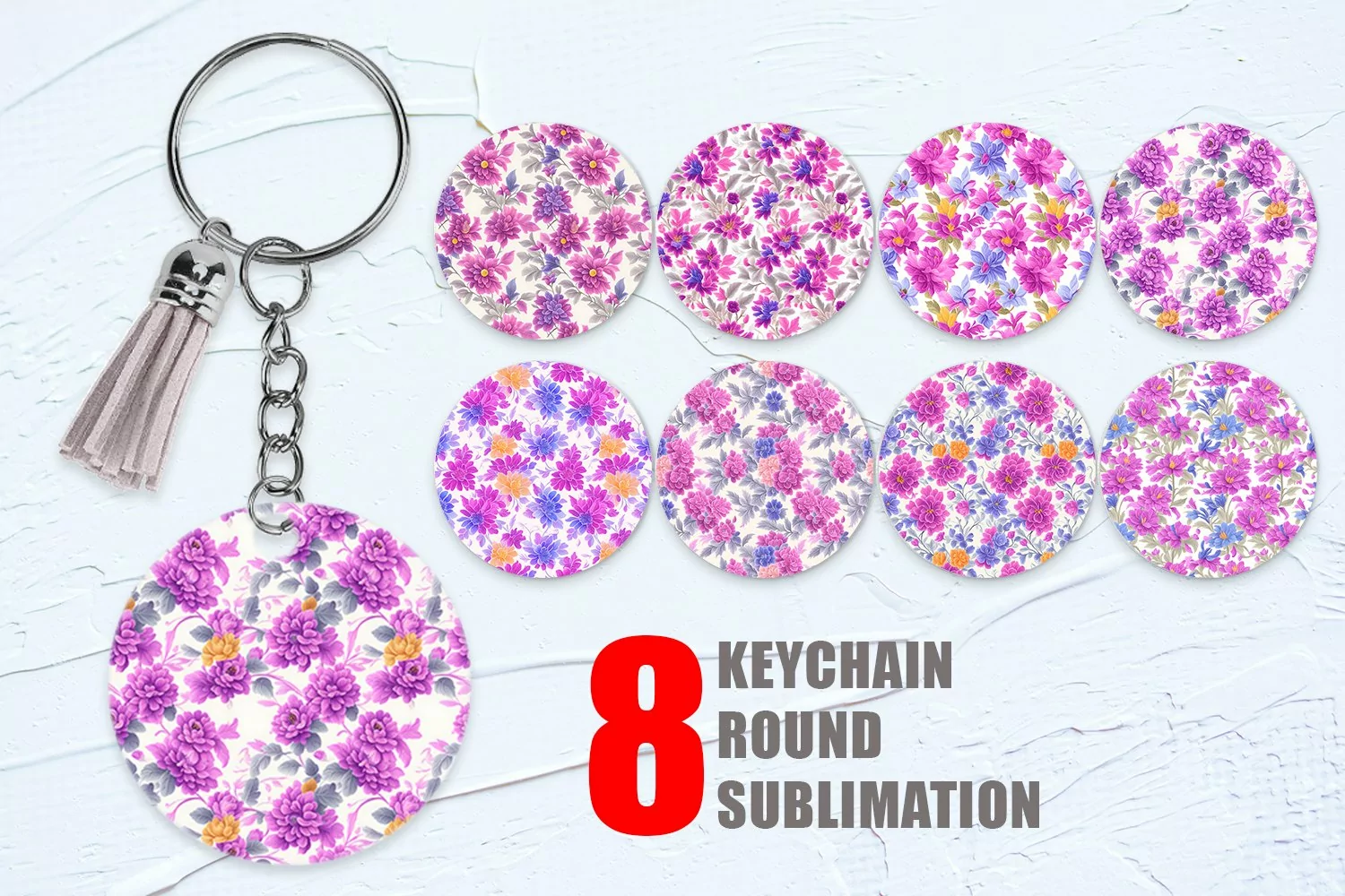 Floral Vintage Pattern Keychain | Keyring product image 1