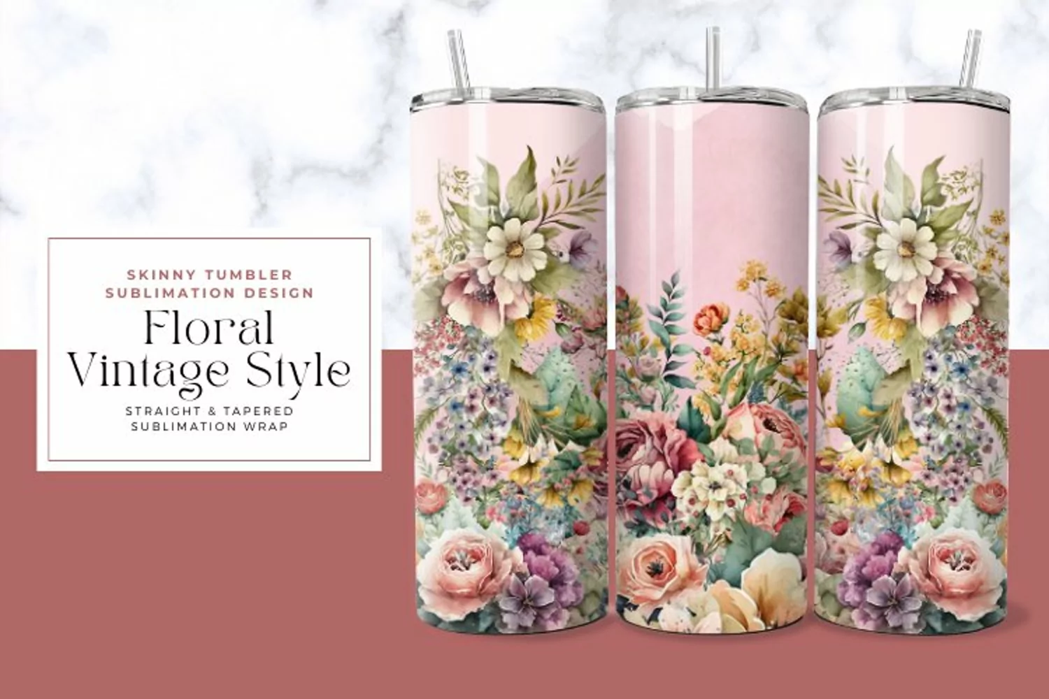 Floral Vintage Style Tumbler Wrap product image 1
