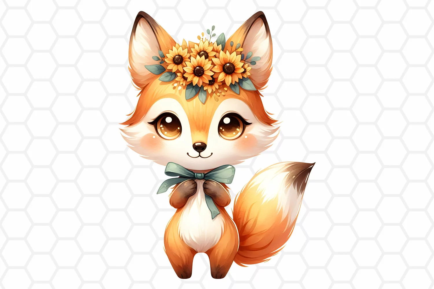 Floral Watercolor Fox Clipart Fox PNG Design