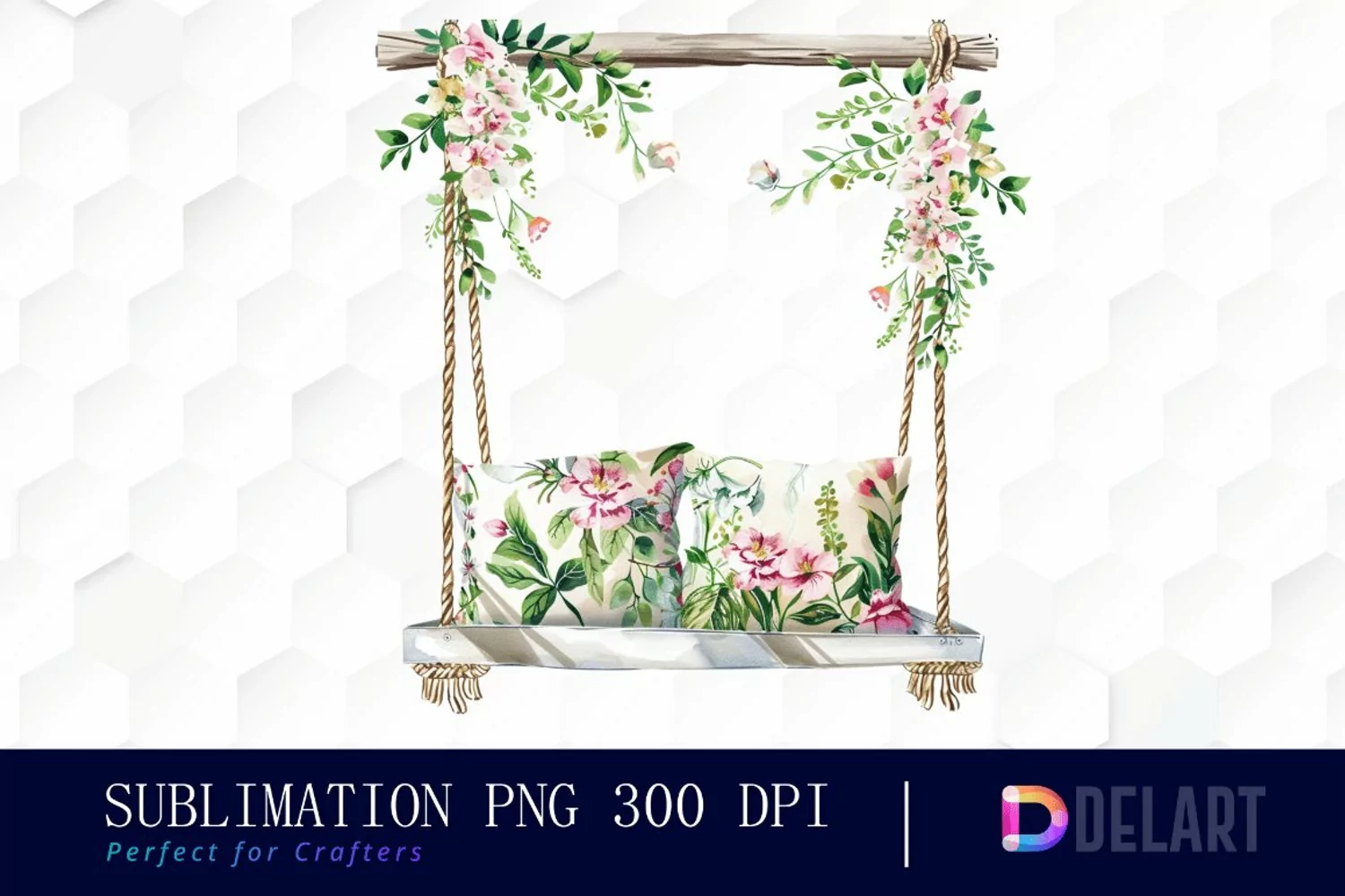 Floral Swing Chair Graphics Clipart product image 1