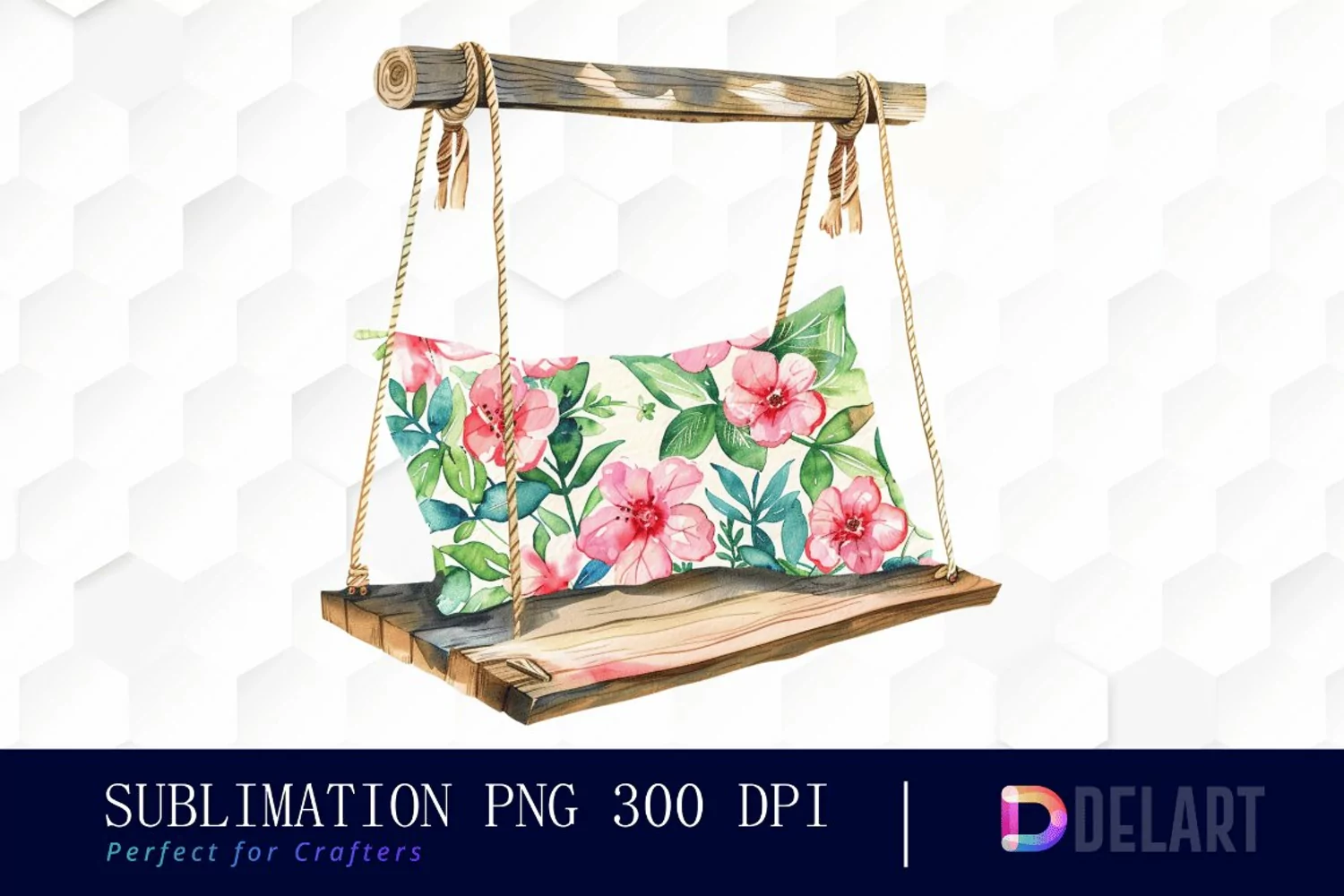 Floral Swing Chair Watercolor Clipart product image 1
