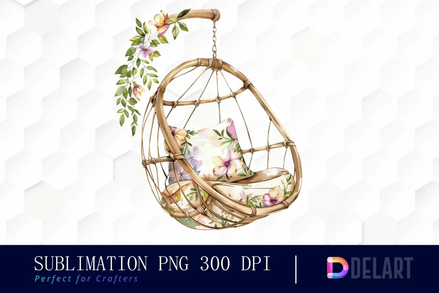 Floral Swing Chair Graphics Clipart product image 1