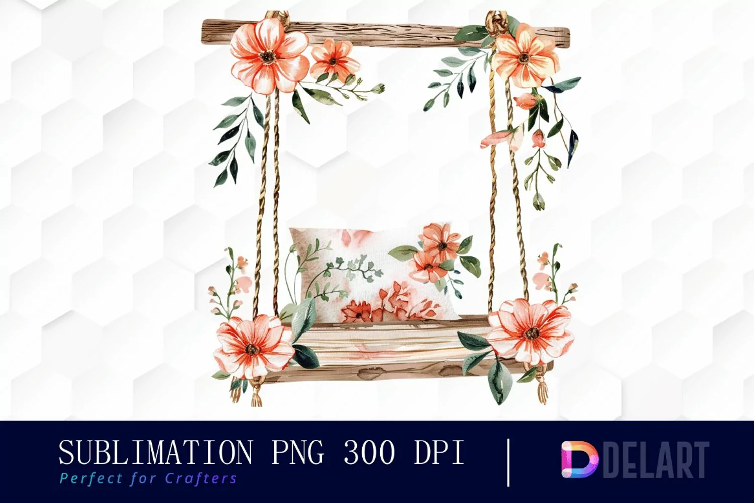 Floral Swing Chair Watercolor Clipart product image 1