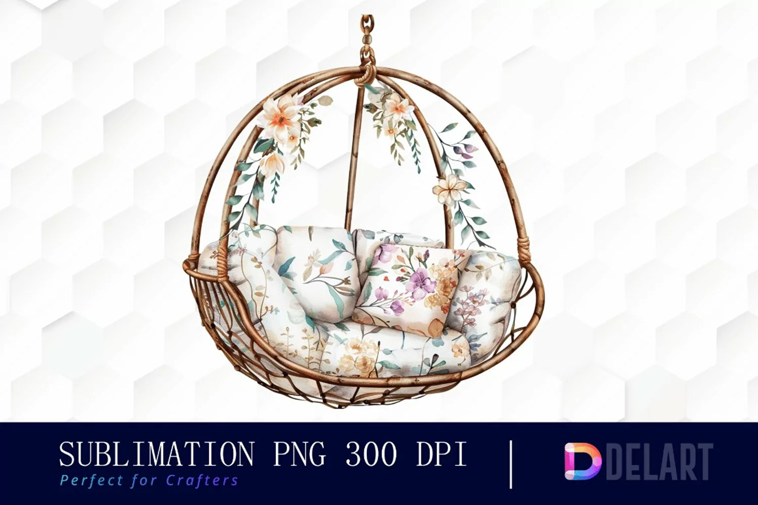 Floral Swing Chair Graphics Clipart product image 1