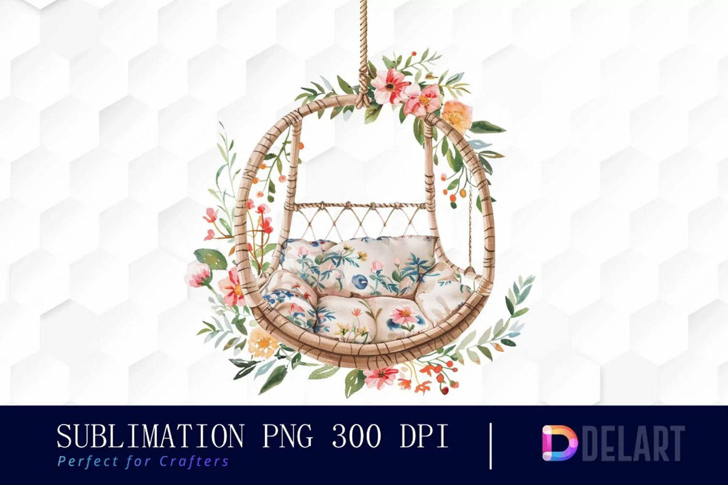 Floral Swing Chair Graphics Clipart product image 1