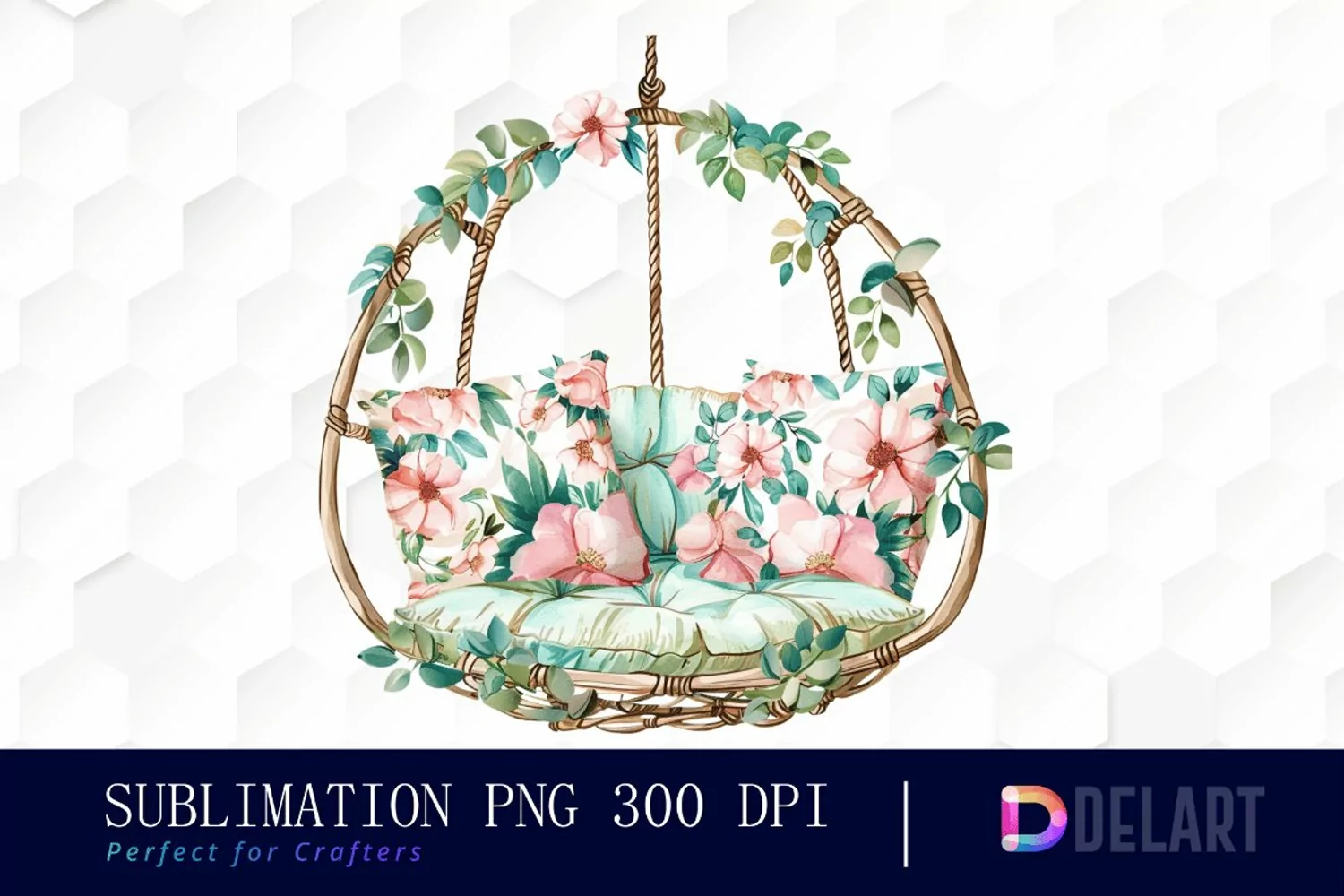 Floral Swing Chair Illustration Clipart product image 1
