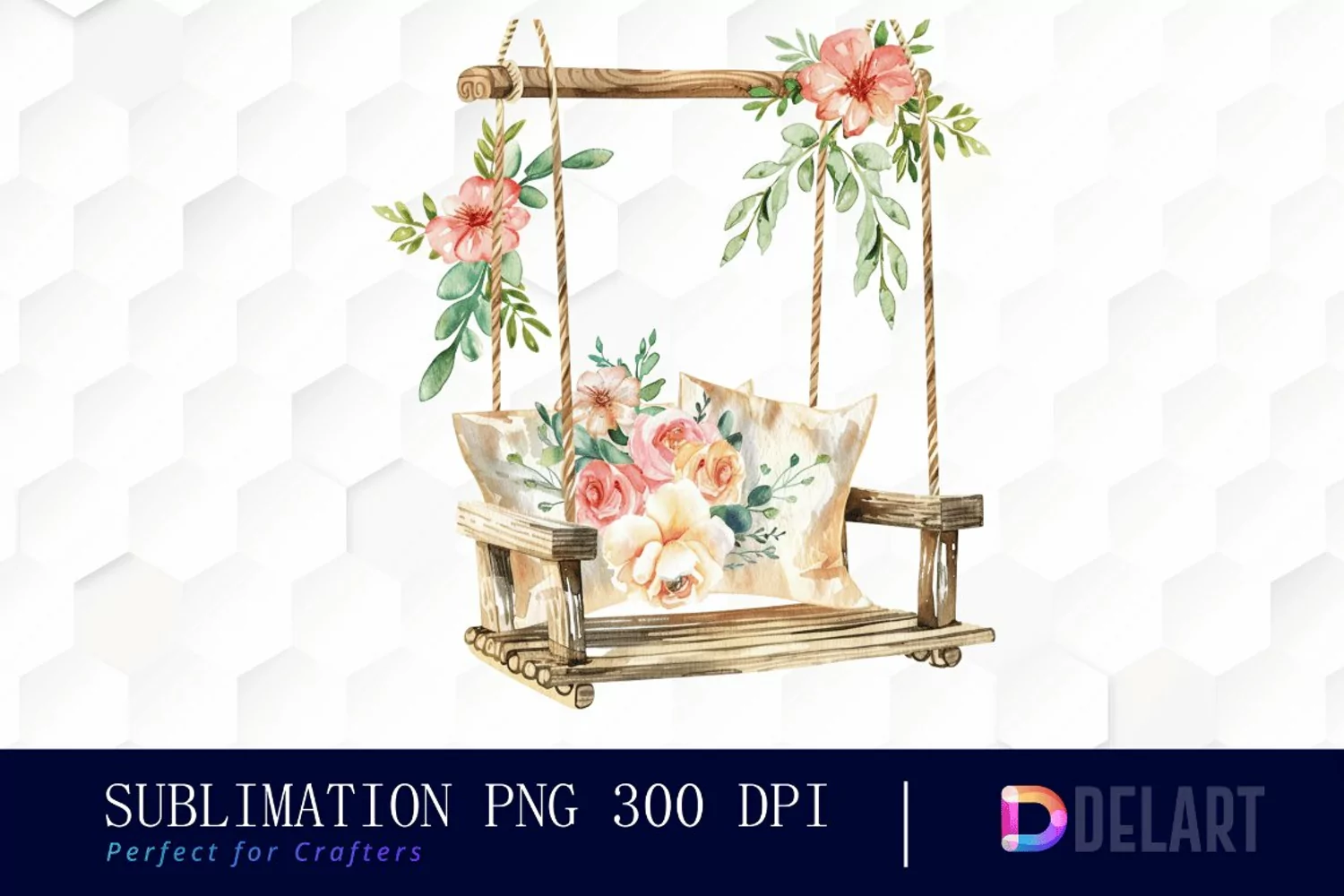 Floral Swing Chair Watercolor Clipart product image 1