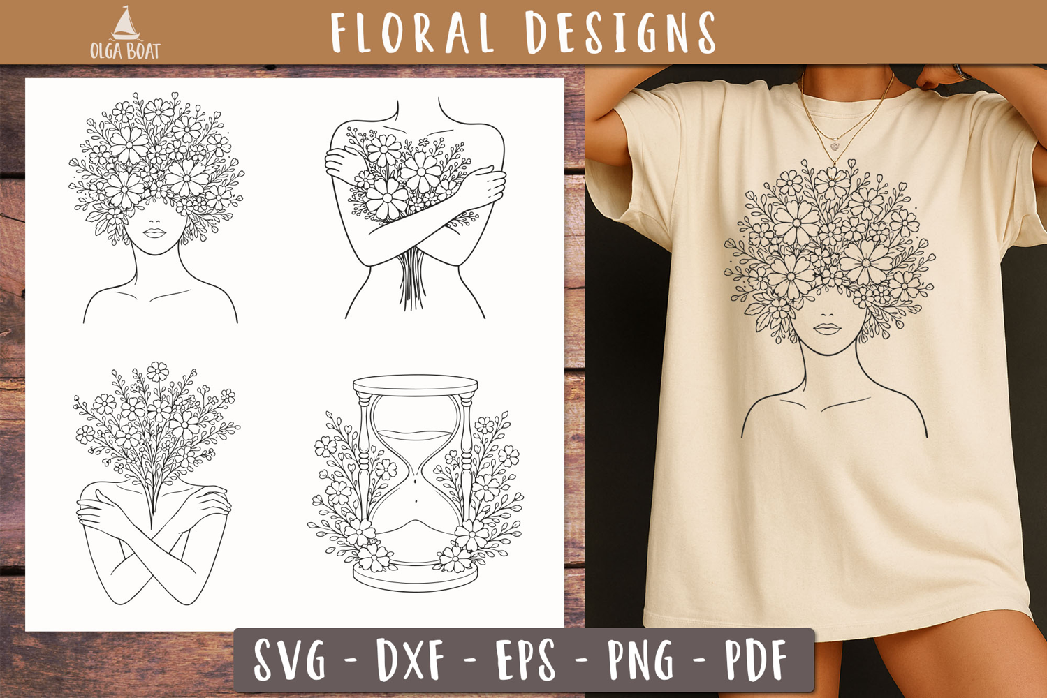 Floral Woman Self Love SVG Vintage print