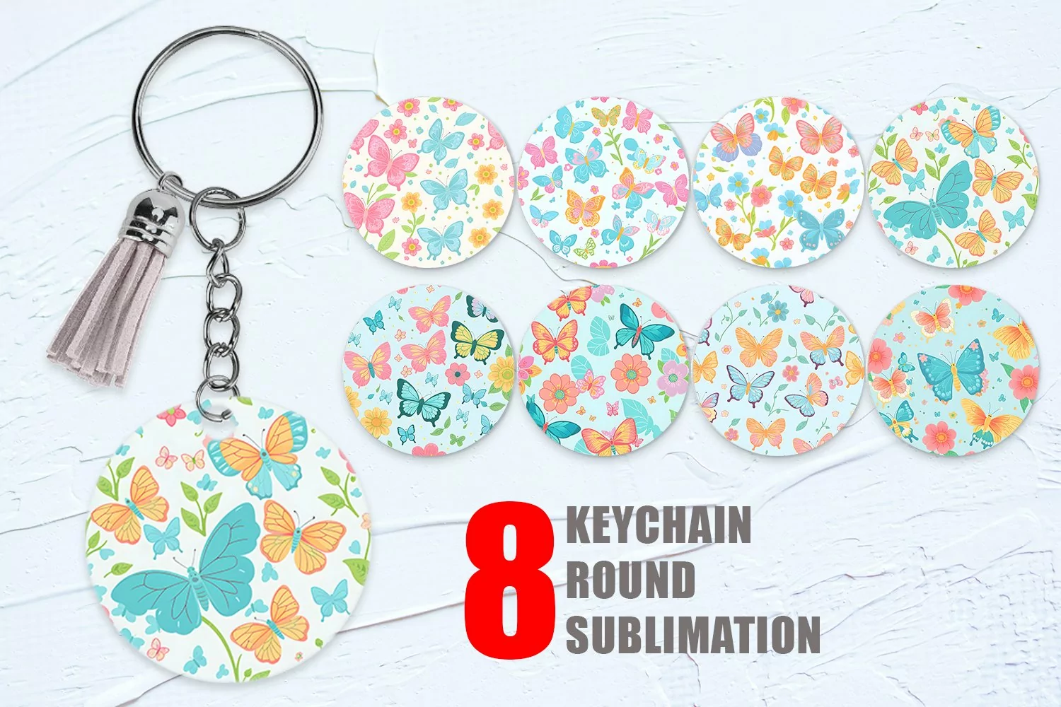 Flower and Butterfly Keychain | Keyring product image 1