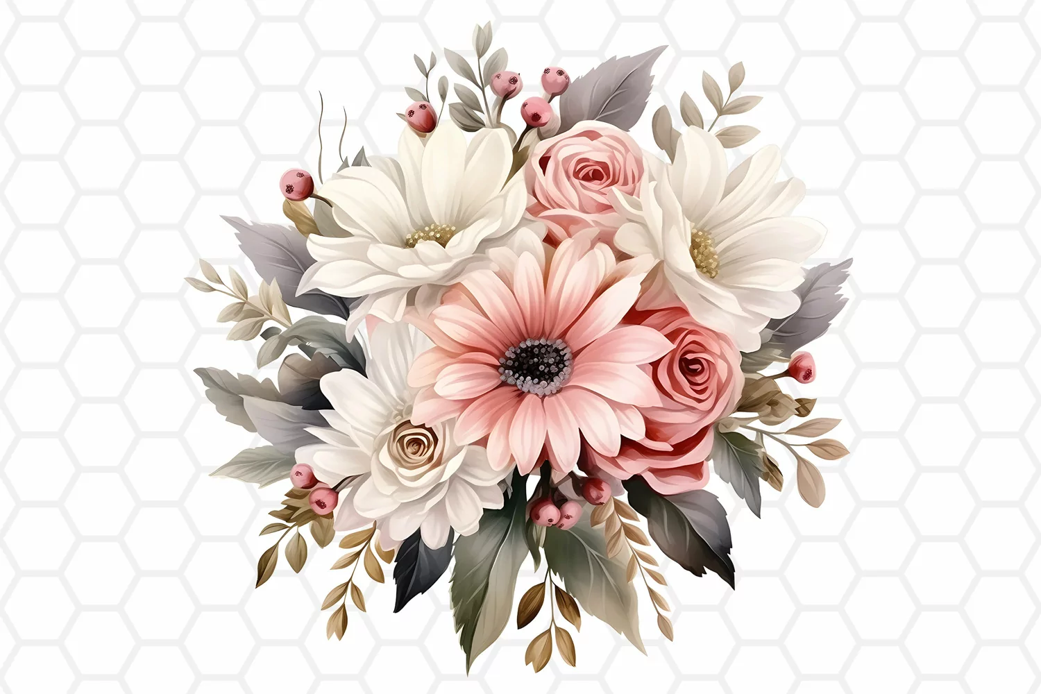 Flower Bouquet Watercolor Clipart Sublimation PNG
