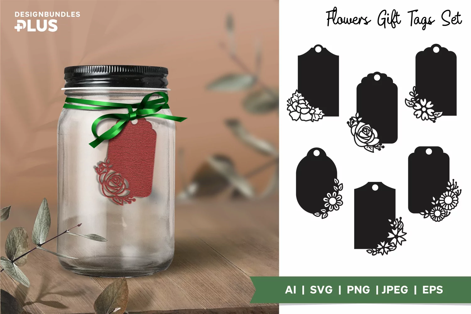 Various Flower Gift Tag SVG Bundle in Different Shapes product image 1