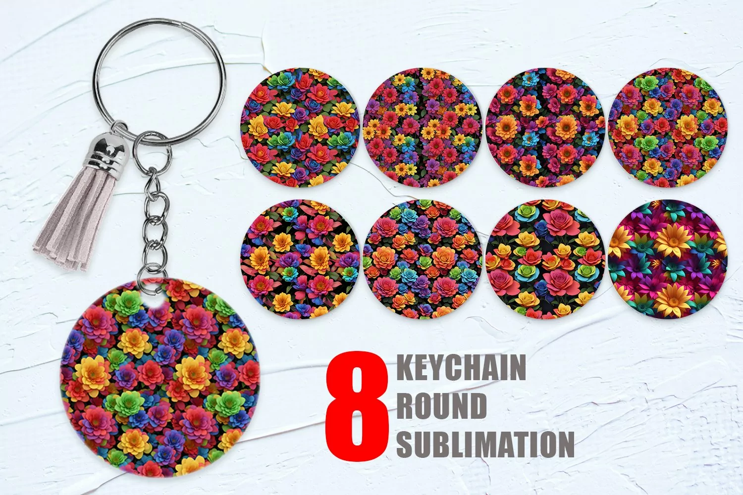 3D Flower Colorful Keychain | Keyring product image 1