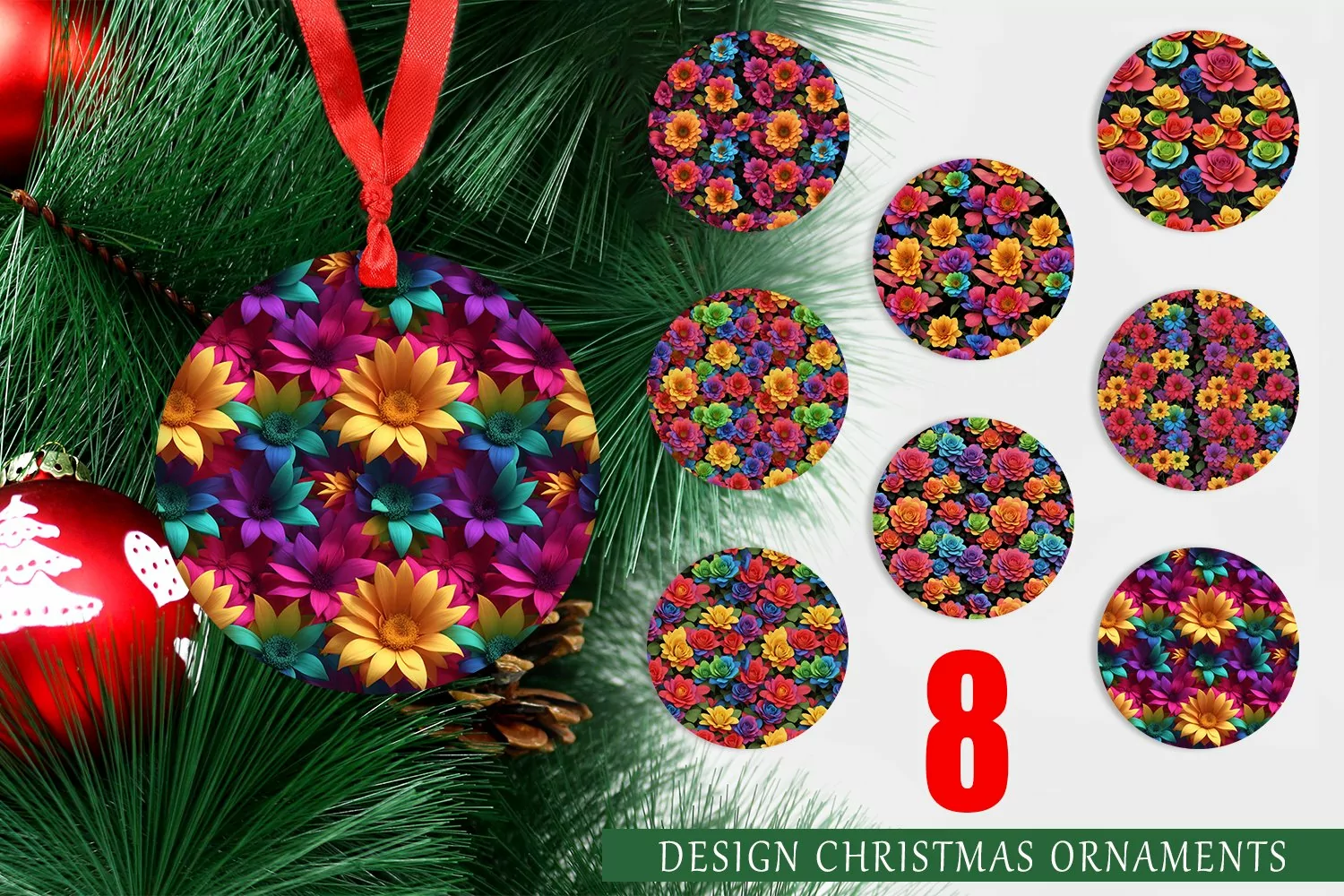 3D Flower Colorful Christmas Ornaments product image 1