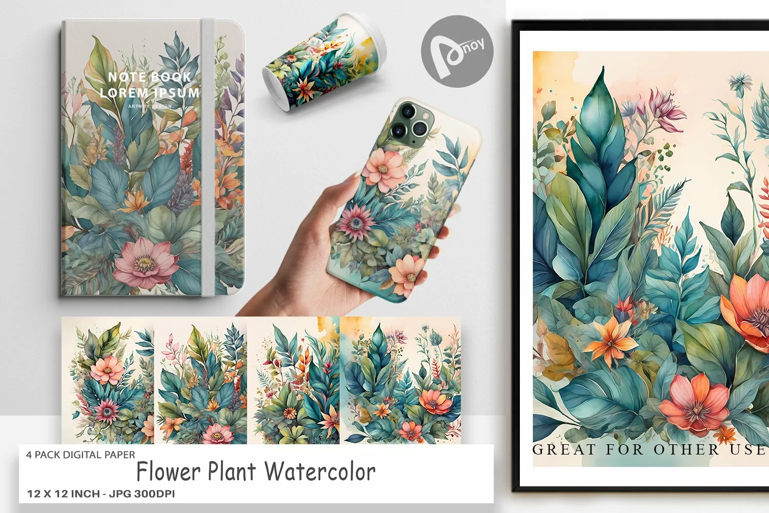 Digital Paper Flower Plant Watercolor product image 1