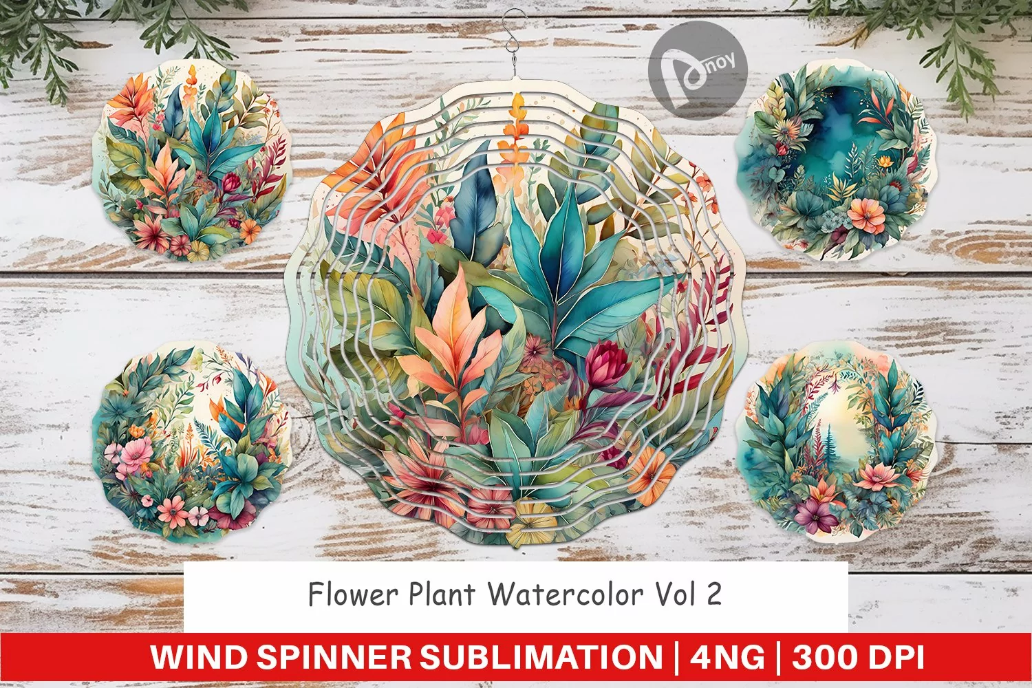 Wind Spinner Flower Plant Watercolor product image 1
